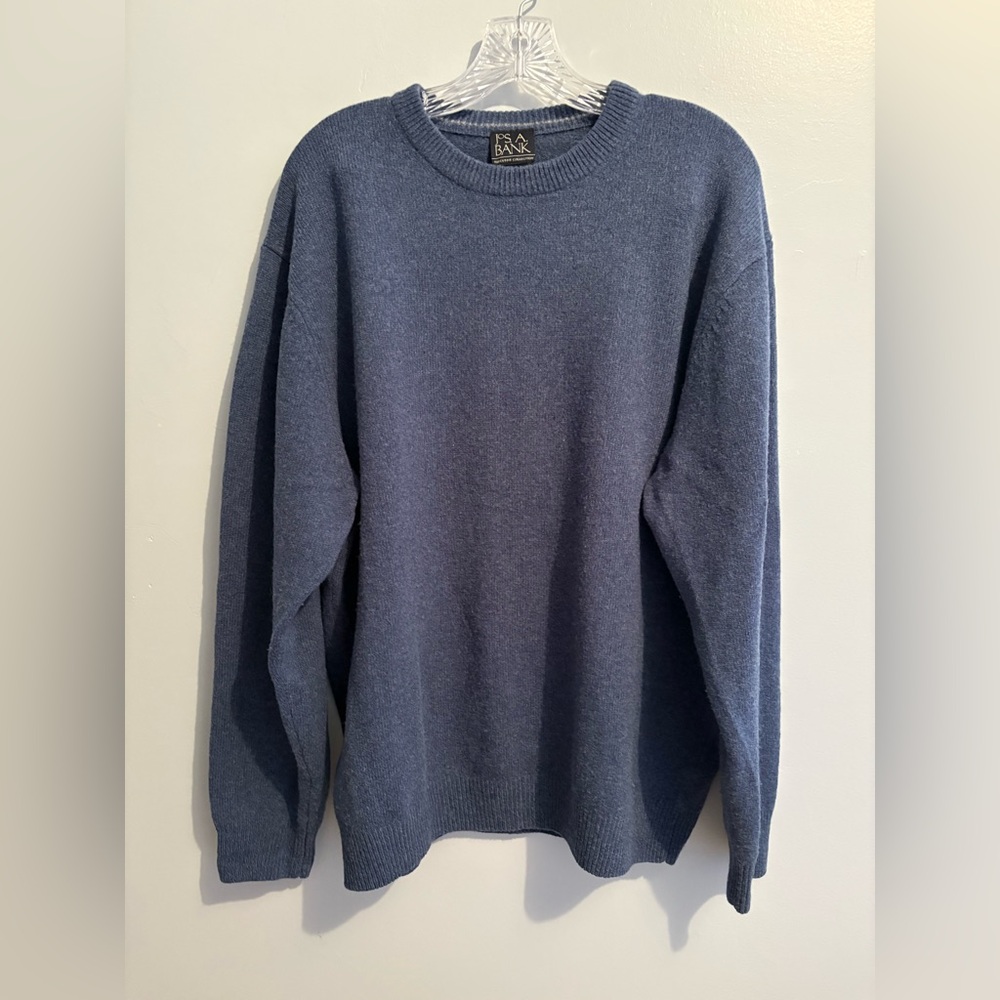 Navy Men’s XL Lambswool Crewneck Sweater Pullover Jos A Bank Soft Comfy Business